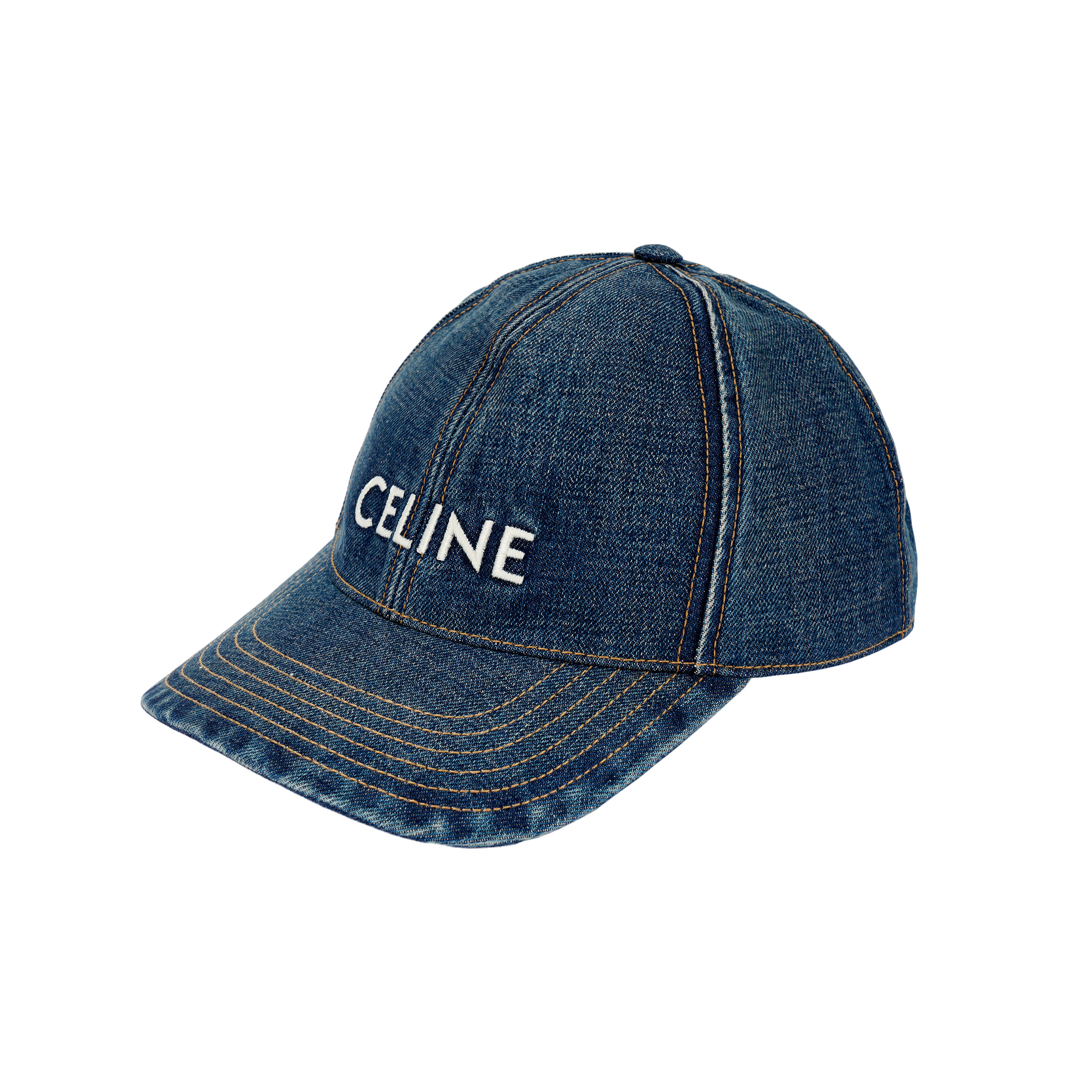 CELINE Embroidered Logo Cotton Baseball Cap Navy Blue for Men. 2AUS9815V08TI