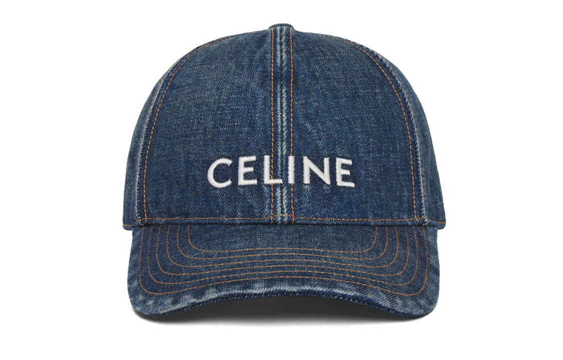 Order CELINE Embroidered Logo Cotton Baseball Cap Navy Blue for Men. 2AUS9815V08TI