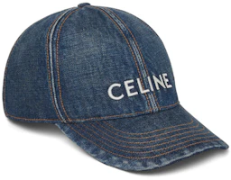 Shop CELINE Topi Baseball Katun Bordir Logo Biru Tua Pria. 2AUS9815V08TI