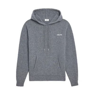 Celine Embroidered Logo Hoodie Grey Long Sleeve 2A84Q227O-09OW