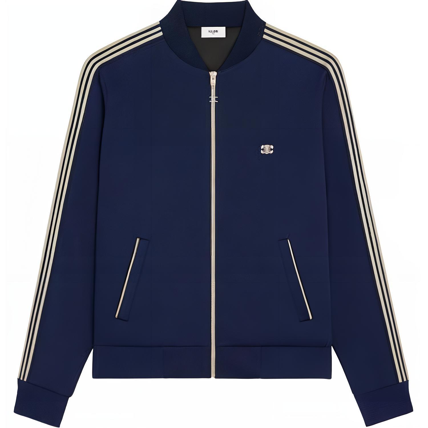 Celine Embroidered Logo Striped Zip-Up Jacket Unisex Blue 2Y05D121O-07VG