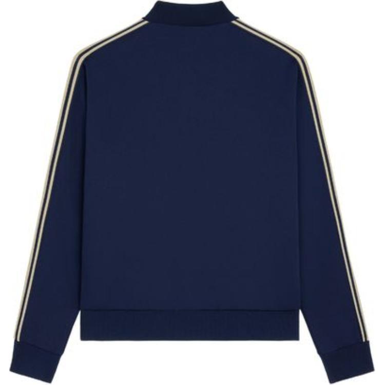 Lookbook Celine Jaket Zip-Up Unisex Bordir Logo Garis Biru 2Y05D121O-07VG