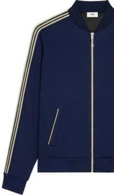 Celine Jaket Zip-Up Unisex Bordir Logo Garis Biru 2Y05D121O-07VG Details for Celine Jaket Zip-Up Unisex Bordir Logo Garis Biru 2Y05D121O-07VG