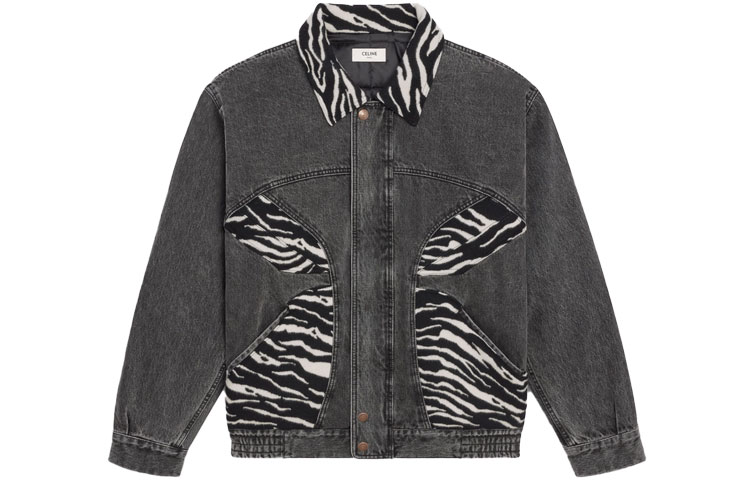 CELINE FW21 Charcoal Tiger Print Washed Denim Jacket Grey Black 2Q294947F-38CH 圖 2