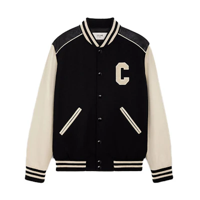 CELINE FW21 Large C Logo Varsity Baseball Jacket Black - . 2V56D896C-38NO