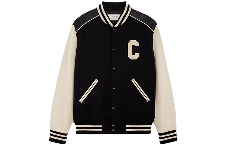 Order Jaket Varsity Baseball CELINE FW21 Logo C Besar Warna Hitam. 2V56D896C-38NO
