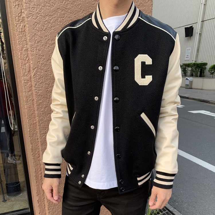 Shop Jaket Varsity Baseball CELINE FW21 Logo C Besar Warna Hitam. 2V56D896C-38NO