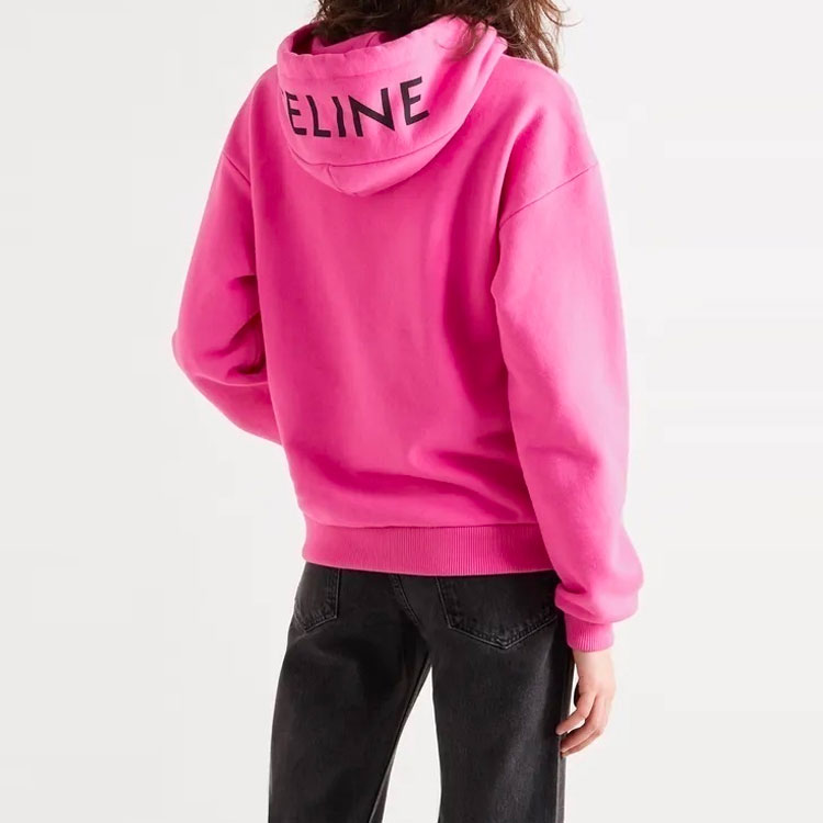 Celine FW21 Logo Print Fleece Pullover Hoodie Bright Pink 2Y499052H-24KB 圖 5