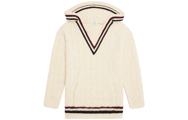 CELINE FW21 Logo Striped Wool Knit Hoodie Beige Menswear Sweater. 2A03Q108O-01NR 圖 2
