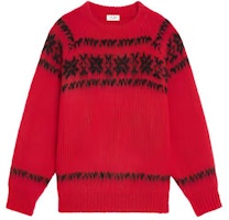 CELINE FW21 Red Jacquard Knit Wool Sweater Crewneck Pullover for Men 2A33P120O-27NO CELINE FW21 Red Jacquard Knit Wool Sweater Crewneck Pullover for Men 2A33P120O-27NO