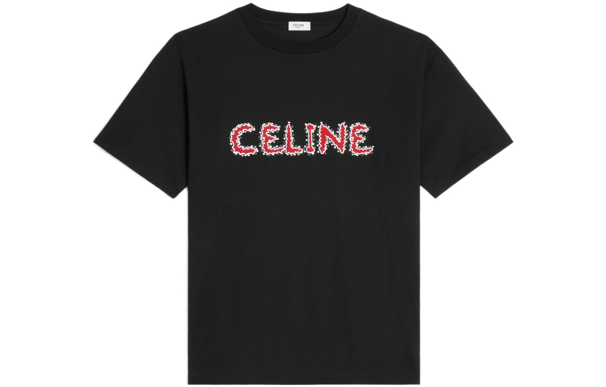 Order CELINE FW22 黑色棉质水钻宽松版T恤。 2X49F671Q-38BR
