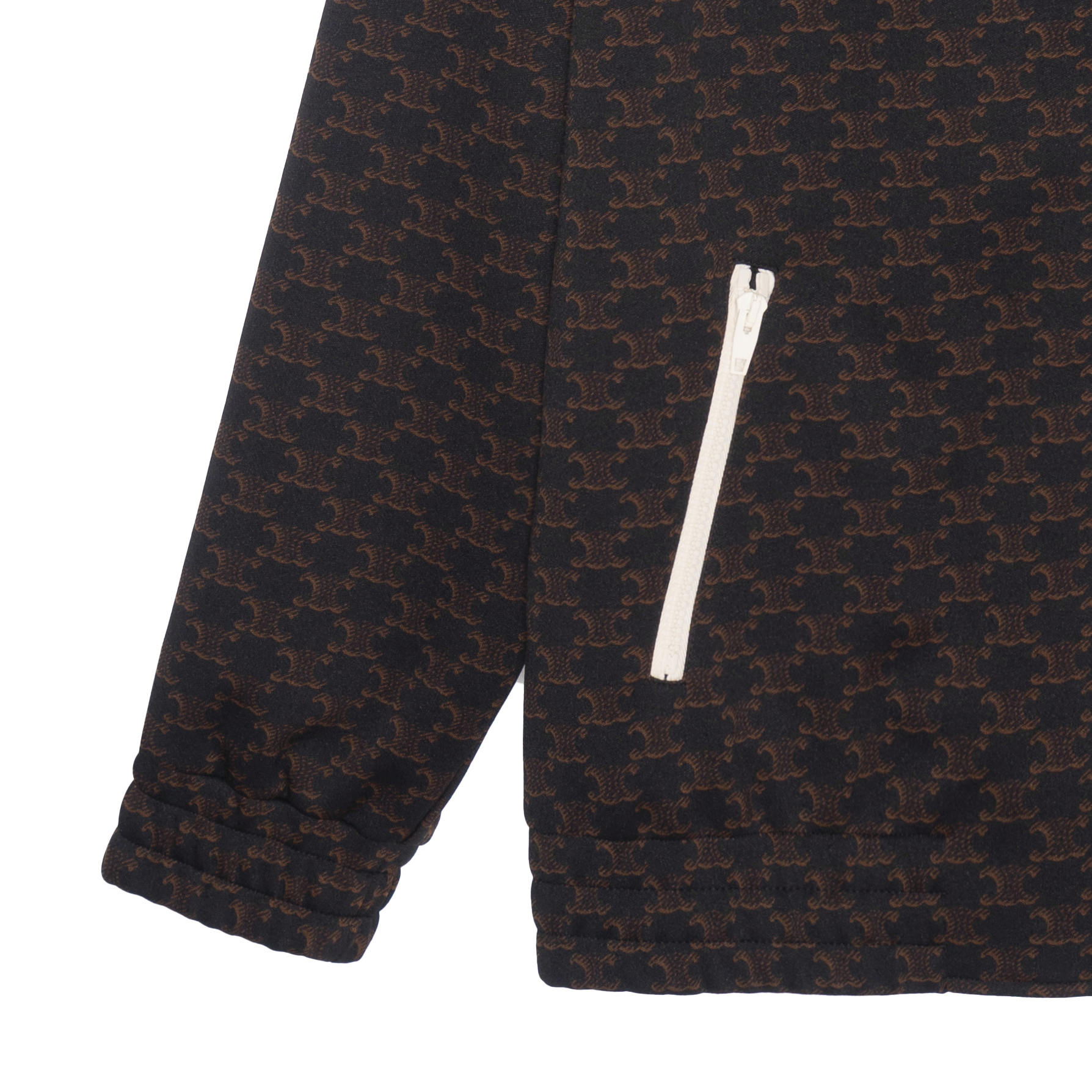 Shop CELINE FW22  Black Full-Print Pattern Zip-Up Jacket 2Y74A366T-39NM