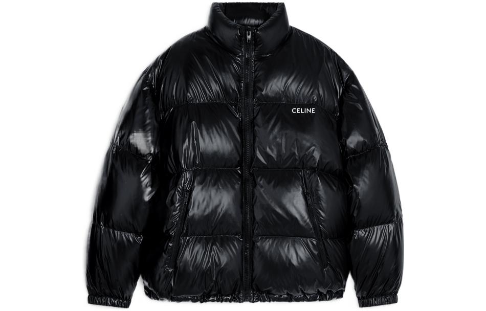 CELINE FW22  Black Puffer Jacket Zip-Up Down Coat Lightweight Quilted 2W837595K-38NO