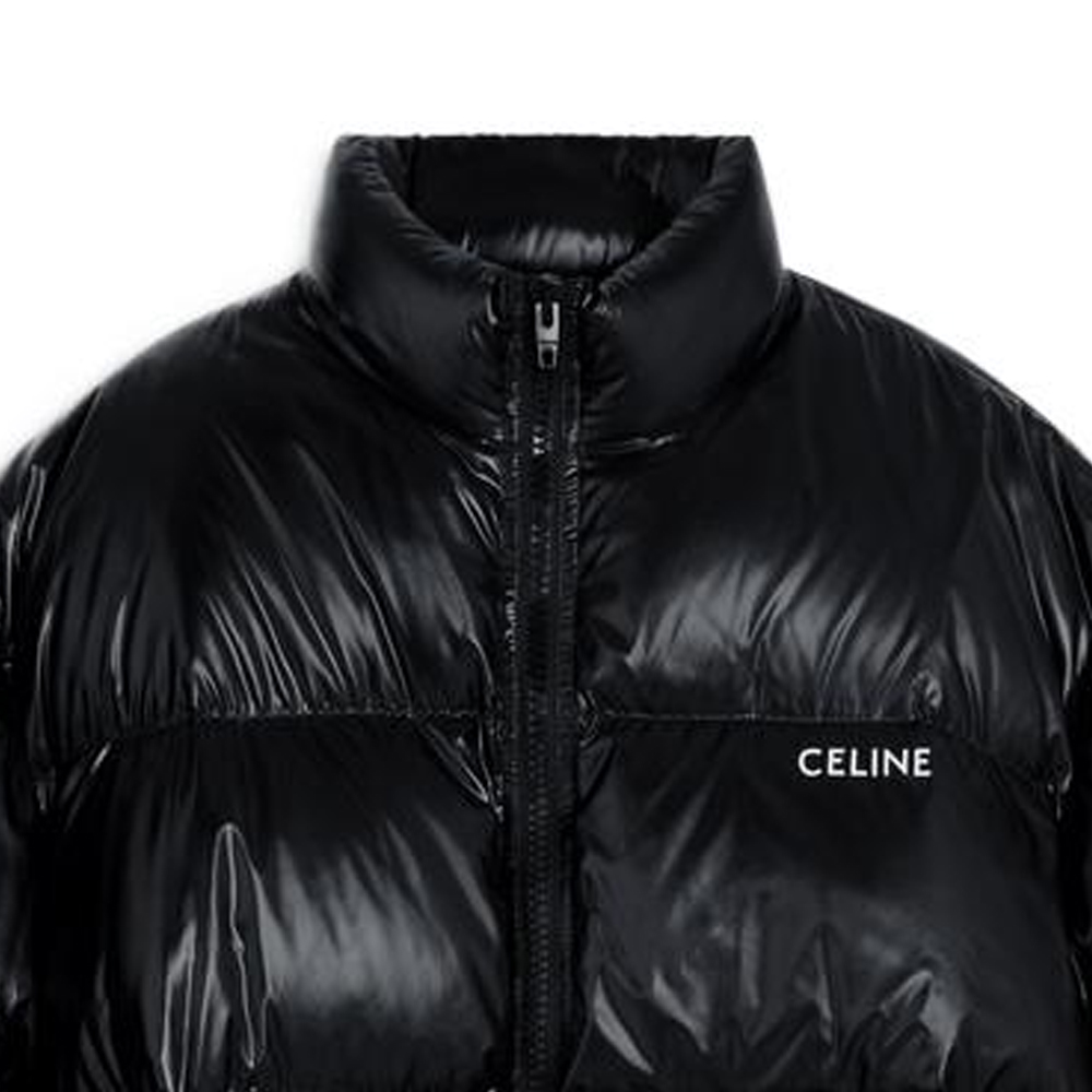 Shop CELINE FW22 Jaket Puffer Hitam Ringan Zip-Up Quilted Lelaki/Wanita. 2W837595K-38NO