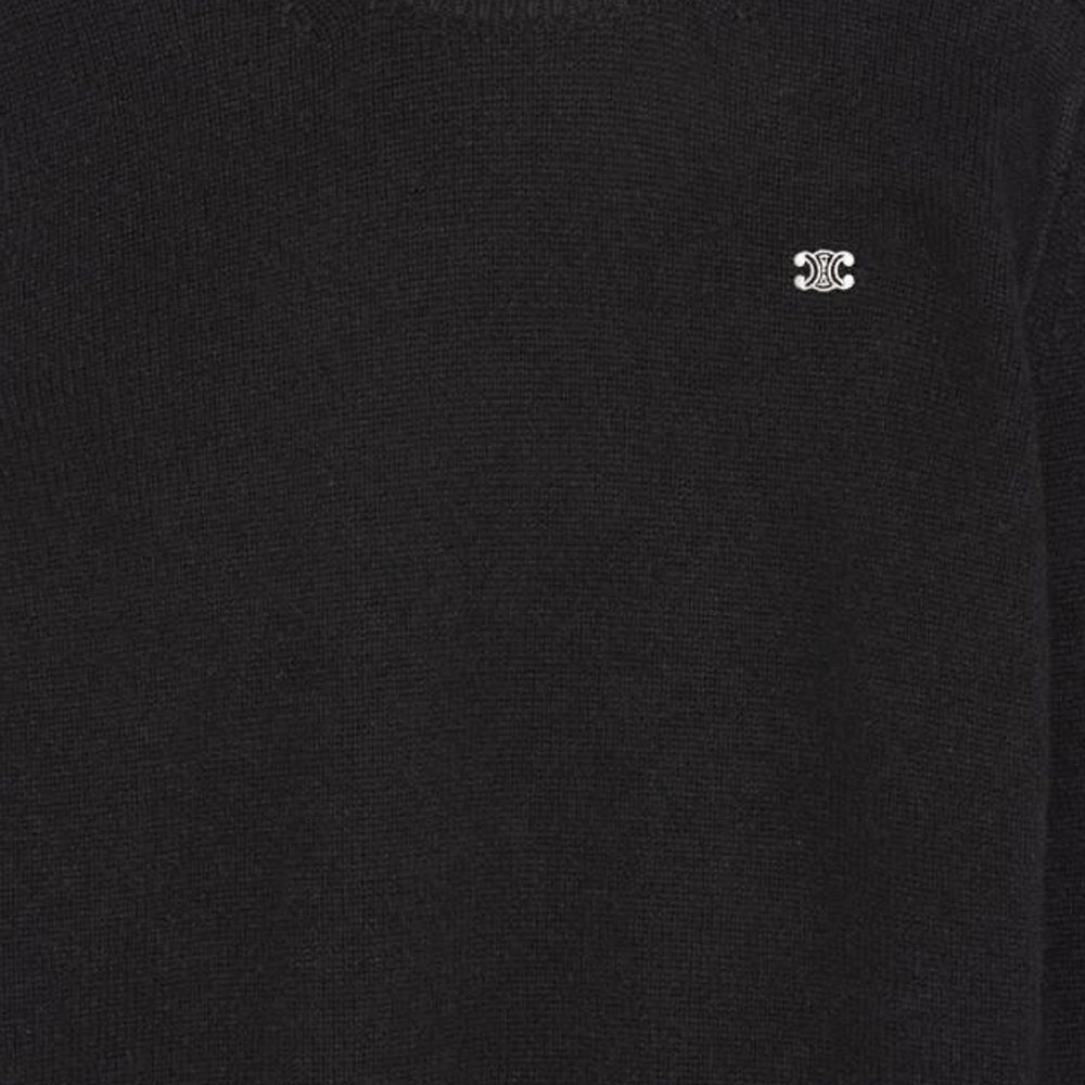 Sizing Jersey de Lana y Cachemira Negro CELINE FW22 con Parche de Logo. 2AC85048T-38OW