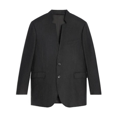 CELINE FW22 Boy Doll Striped Slim-Fit Long-Sleeve Jacket Black 2V80K495R-38CE