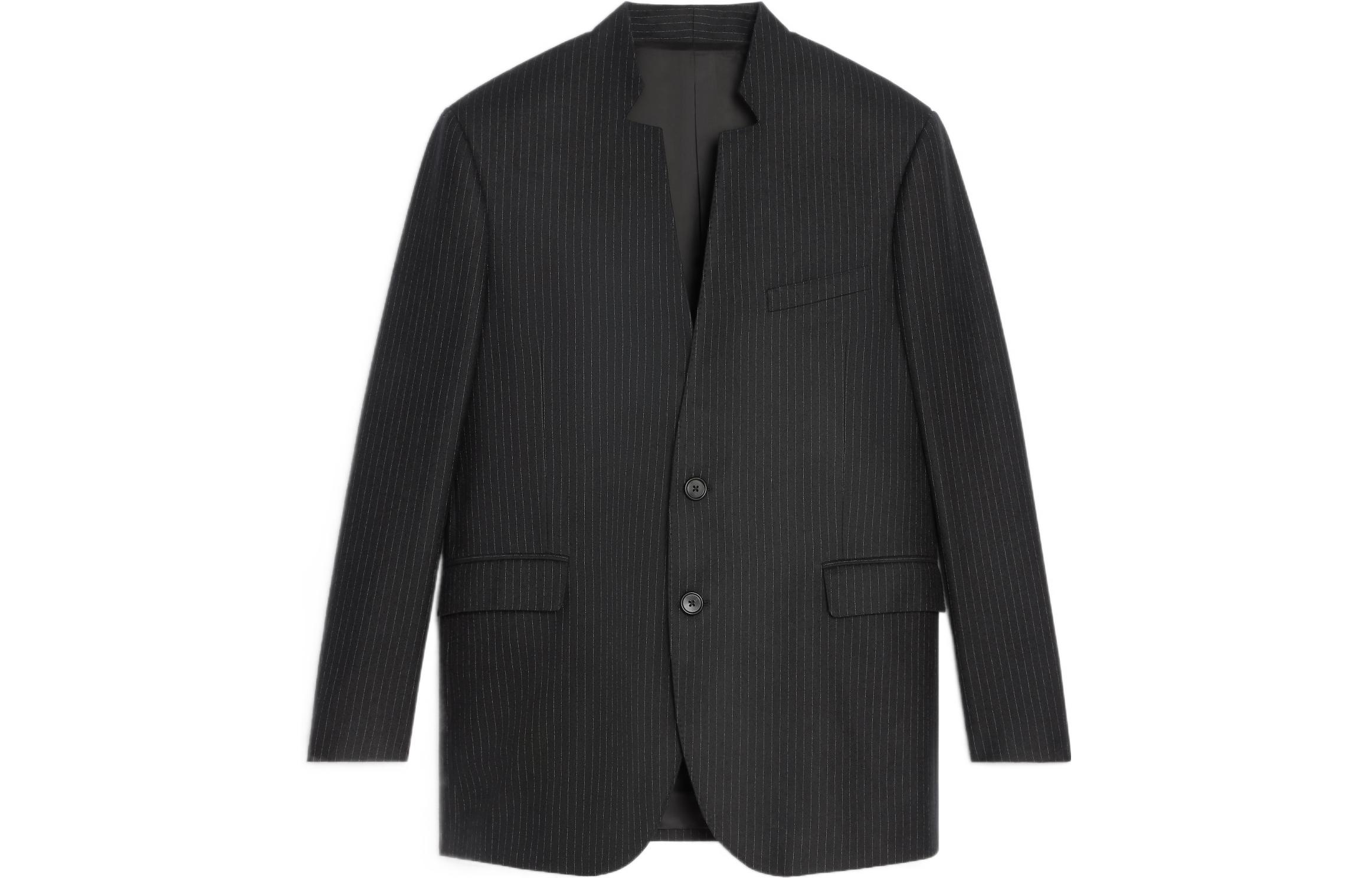 Order CELINE FW22 Boy Doll Jaket Hitam Garis Lengan Panjang Slim Fit 2V80K495R-38CE