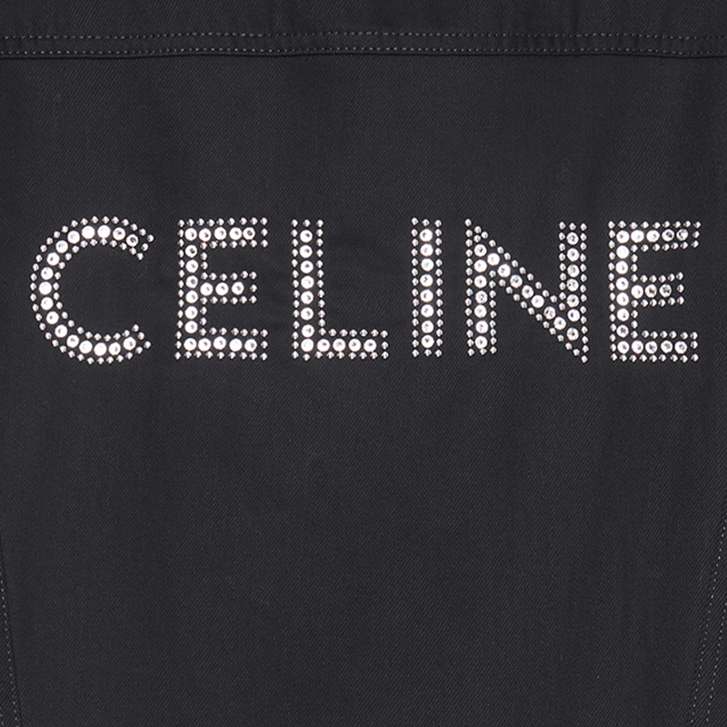 Shop CELINE FW22  Dark Grey Logo Embellished Button-Up Jacket. 2Q523085T-38TK