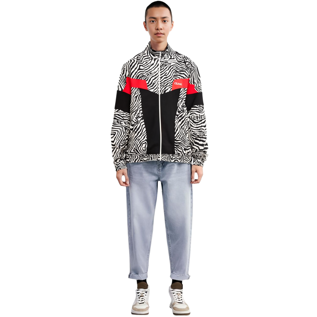 Shop CELINE FW22  Embroidered Reversible Knit Track Jacket Multicolor 2Y880426S-38ZM