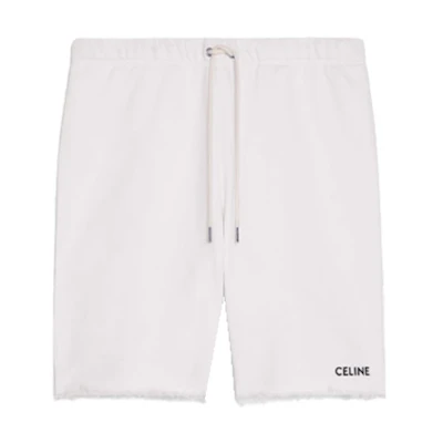 CELINE FW22 Fluorescent White Letter Print Mid-Waist Casual Shorts. 2Z063670Q-01OB