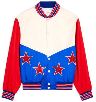 CELINE FW22 Chaqueta Varsity Colorblock con Estampado Geométrico Blanca. 2V35N851C-01EM Order CELINE FW22 Chaqueta Varsity Colorblock con Estampado Geométrico Blanca. 2V35N851C-01EM