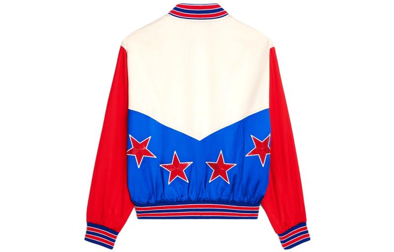 Lookbook CELINE FW22  Geometric Print Colorblock Varsity Jacket White 2V35N851C-01EM