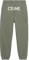 CELINE FW22 Green Logo Print Fleece Knit Joggers with Drawstring. 2Z056670Q-02KF CELINE FW22 Green Logo Print Fleece Knit Joggers with Drawstring. 2Z056670Q-02KF