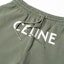 Shop CELINE FW22 Jogger Hijau Logo Print Fleece Knit dengan Tali Serut. 2Z056670Q-02KF