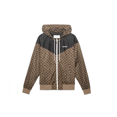 CELINE FW22 Letter Print Zip-Up Hoodie Jacket Light Beige. 2W343344N-02BL