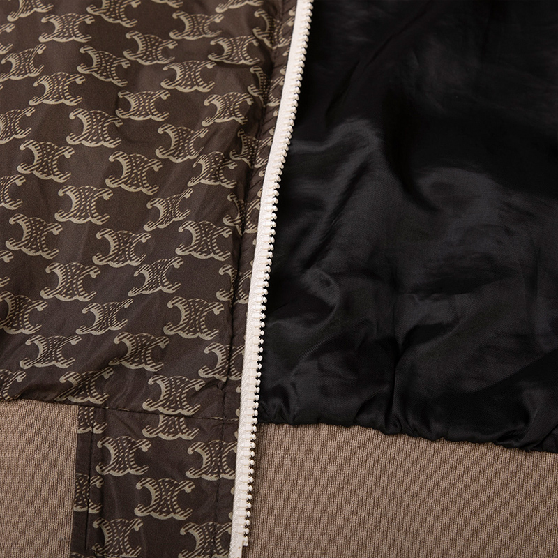 Details for CELINE FW22 Letter Print Zip-Up Hoodie Jaket Beige Cerah. 2W343344N-02BL