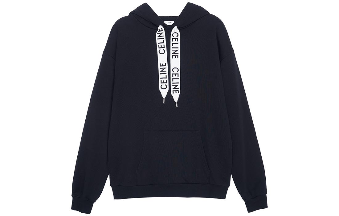 CELINE FW22  Oversized Logo Drawstring Hoodie Black. 2Y468670Q-38NO