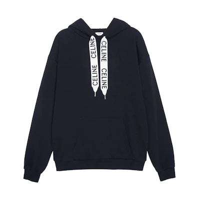 CELINE FW22 Oversized Logo Drawstring Hoodie Black. 2Y468670Q-38NO