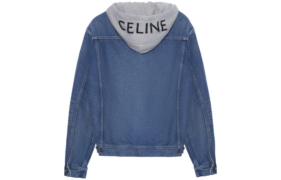 Lookbook CELINE FW22  Washed Denim Jacket with Logo Print and Hood. 2Q472930F-07UW