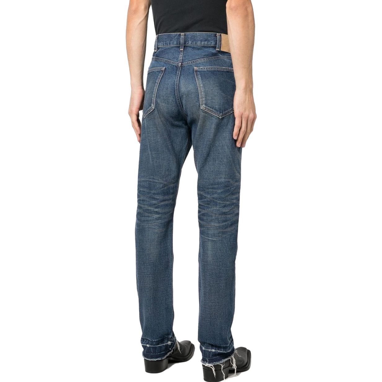 Purchase CELINE FW22  Washed Low-Waist Straight Leg Jeans Blue. 2N809066S-07TK