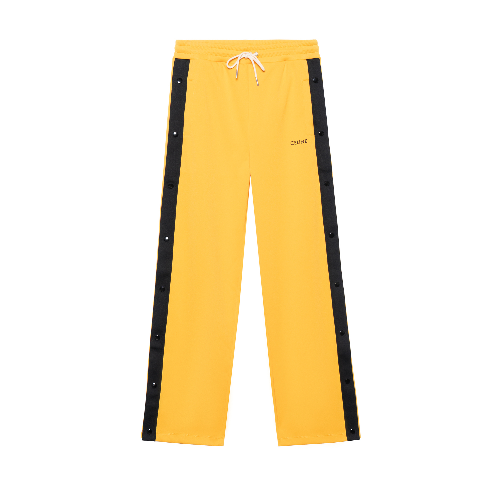 CELINE FW22  Wide-Leg Sweatpants Gold with Solid Striped Pocket. 2Z223121O-11GX