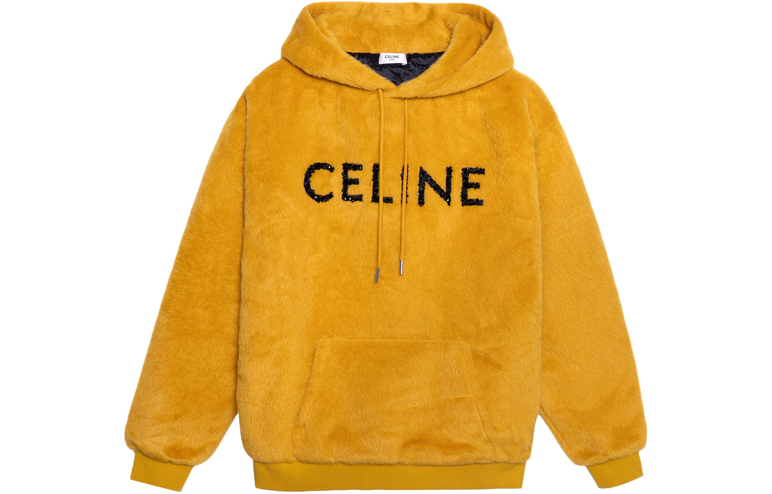 CELINE FW22  Yellow Colorblock Logo Print Hoodie. 2Y964925R-11SD
