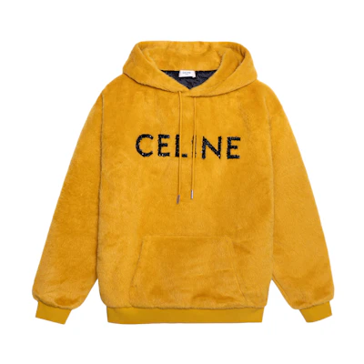 CELINE FW22 Yellow Colorblock Logo Print Hoodie. 2Y964925R-11SD