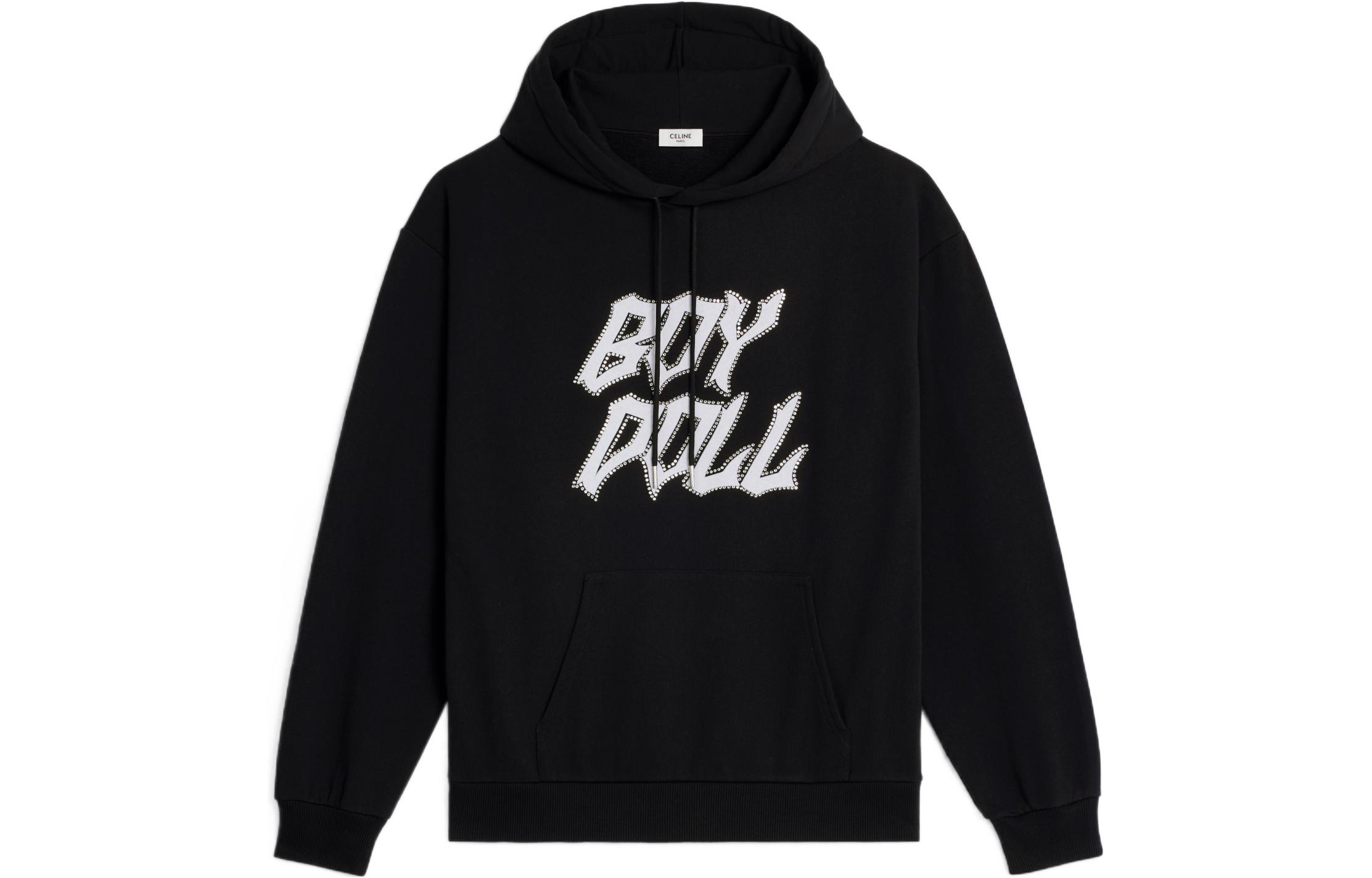 Celine FW22 Black Hoodie with Logo Print and Long Sleeves 2Y976670Q-38AW