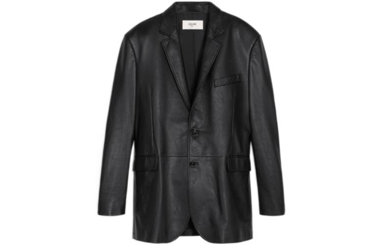Celine FW22 Black Leather Jacket Blazer 2F294318Q-38NO