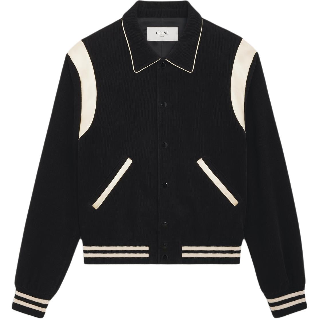 Celine FW22 Black Patchwork Collar Long-Sleeve Jacket 2V191865D-38NO