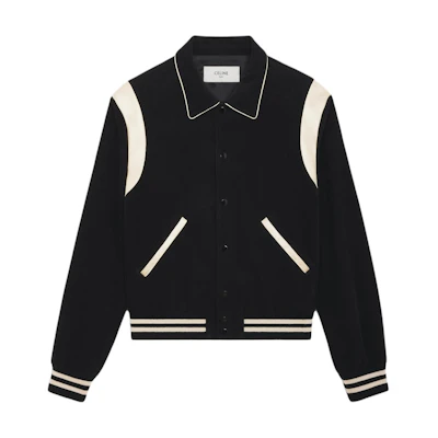 Celine FW22 Black Patchwork Collar Long-Sleeve Jacket 2V191865D-38NO