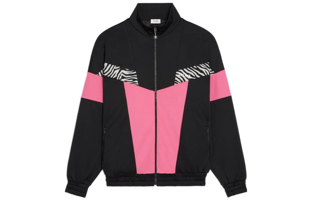Order Celine FW22 Jaket Track Knit Reversible Hitam dengan Resleting. 2Y880121O-38DZ