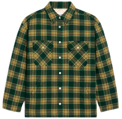 CELINE FW22 Kemeja Boy Doll Berpetak Lengan Panjang Hijau 2W705499R-30VK Order CELINE FW22 Kemeja Boy Doll Berpetak Lengan Panjang Hijau 2W705499R-30VK