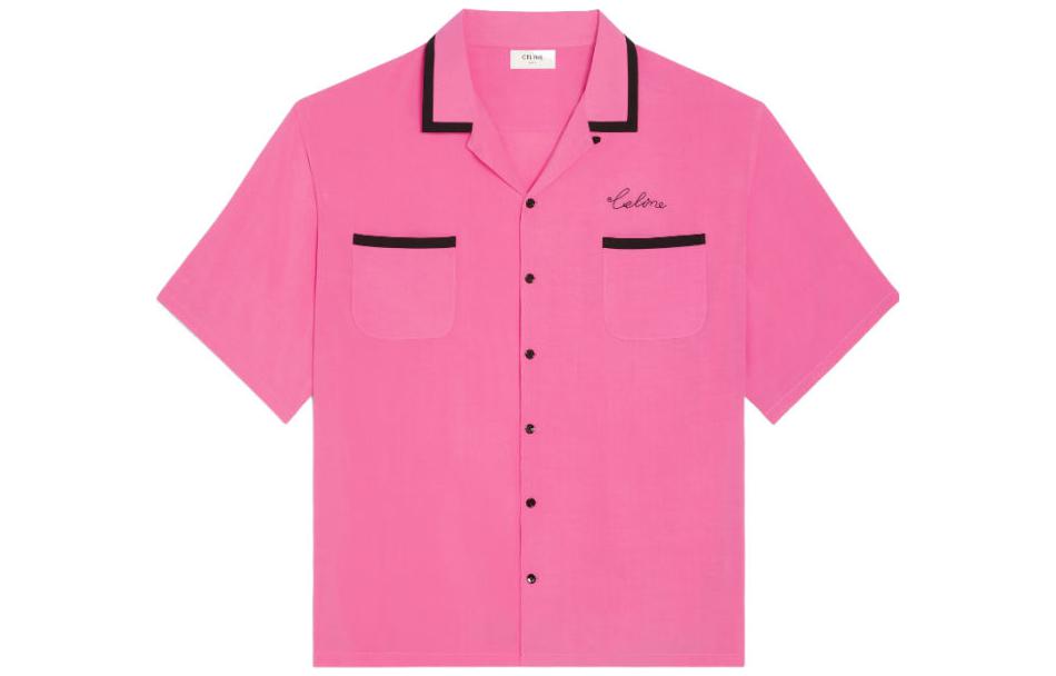 CELINE FW22 Boy Doll Contrast Trim Button-Up Loose Fit Pink Shirt Men’s. 2C831171S-25RP