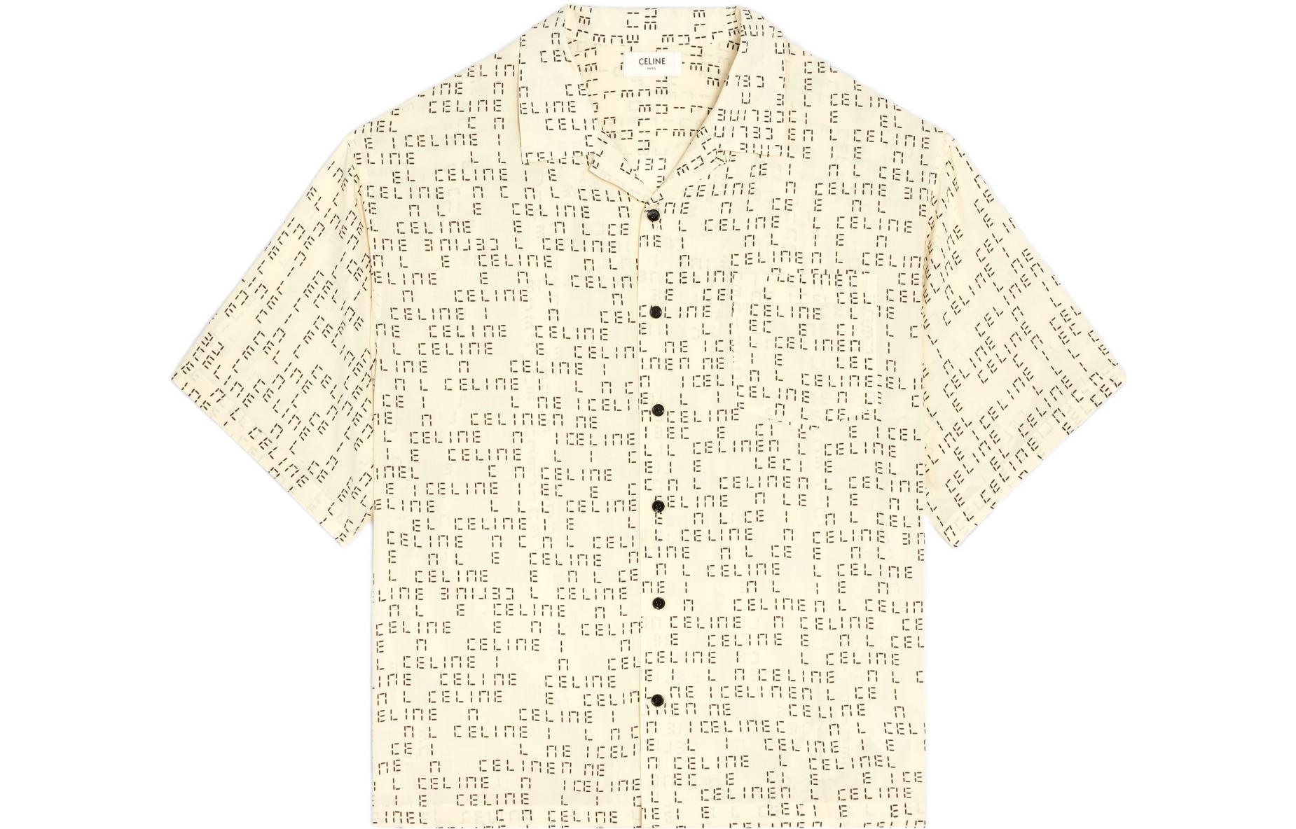 CELINE FW22 Boy Doll Digital Print Loose Fit Short Sleeve Shirt Beige Mens 2C517977N-01KC