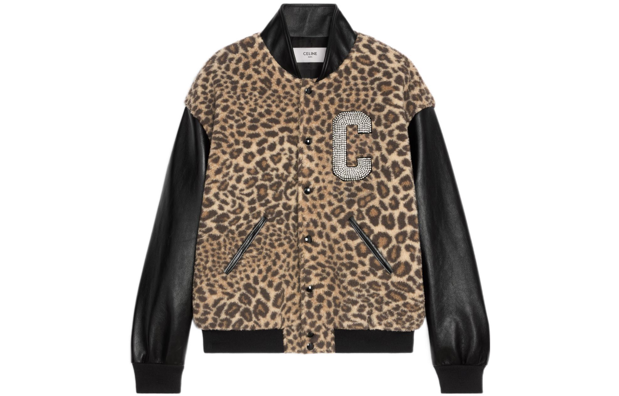 Celine FW22 Boy Doll Embroidered Leopard Fleece Jacket Multicolor 2V22L823R-19GP