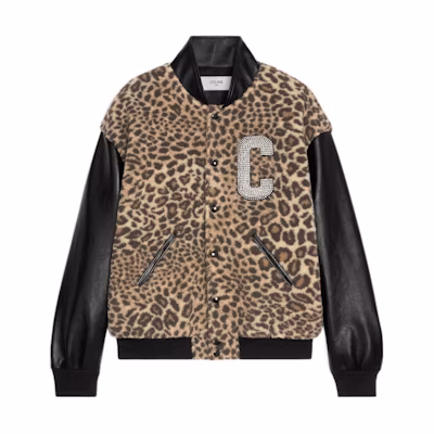 Celine FW22 Boy Doll Embroidered Leopard Fleece Jacket Multicolor 2V22L823R-19GP