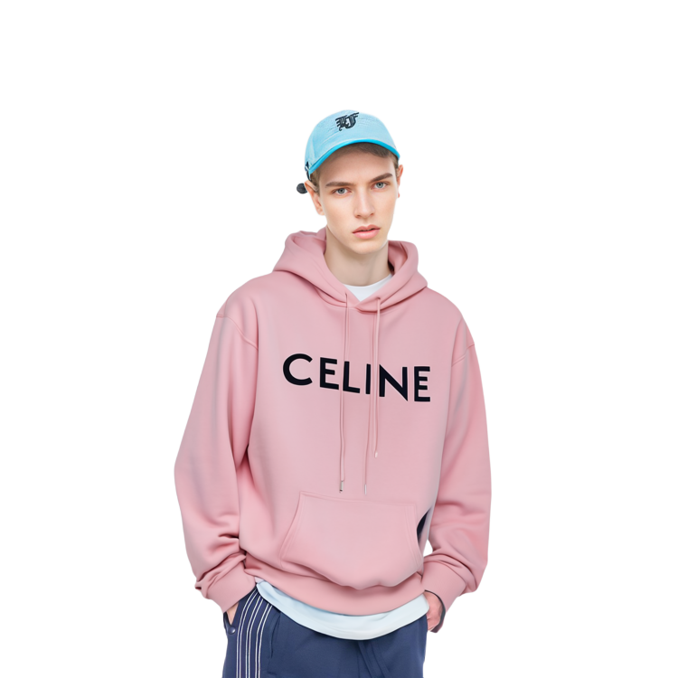 Purchase CELINE FW22 Boy Doll Oversized Fleece Hoodie Pink Menswear 2Y321670Q-25PX