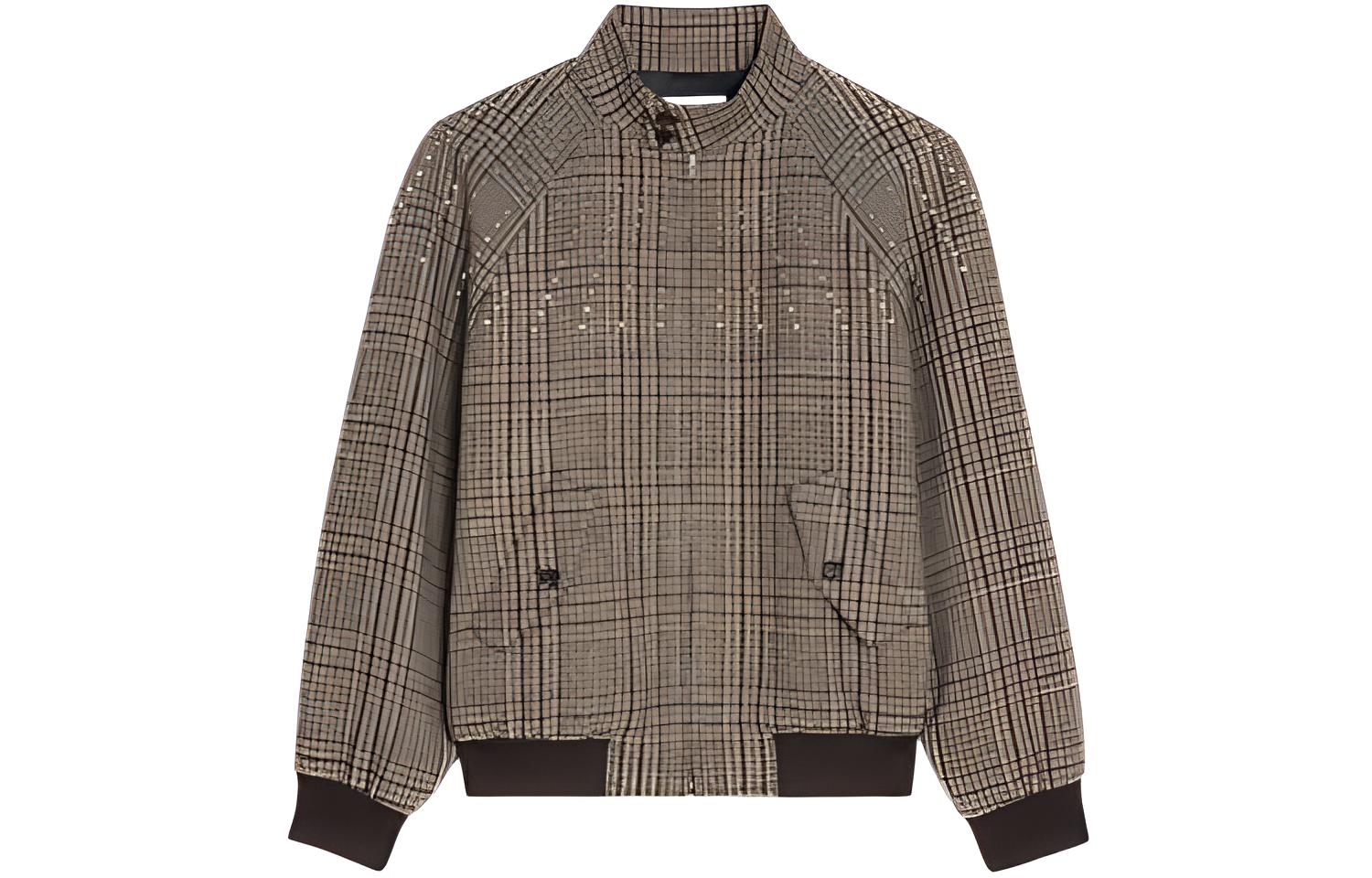 Celine FW22 Checkered High-Neck Long-Sleeve Jacket Khaki for Men 2V20L826R-19MQ
