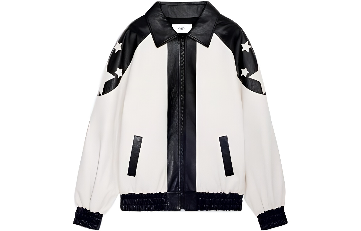 Celine FW22 Colorblock Star Print Zip Jacket White Casual Long Sleeve 2ED47577H-09BW